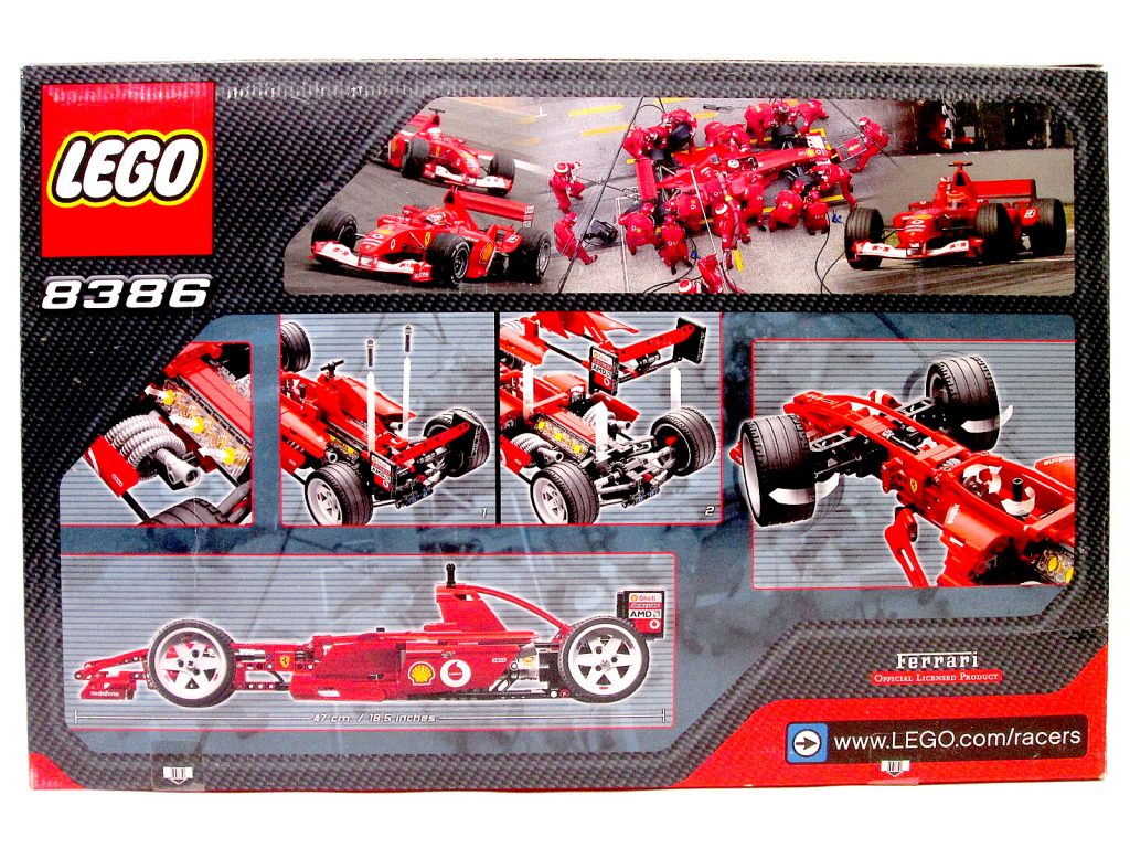 レゴ/LEGO レーサー 8386 1/10 フェラーリ F1レースカーのパッケージ裏面